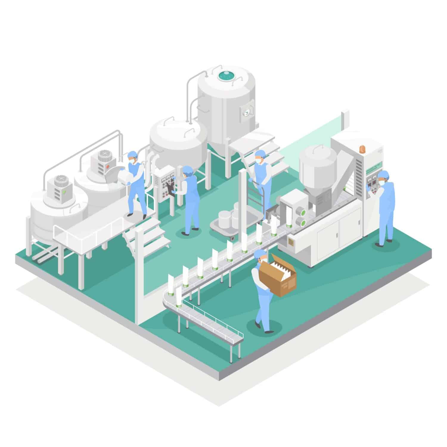 Cosmetic Manufacturing Plant in cartoon