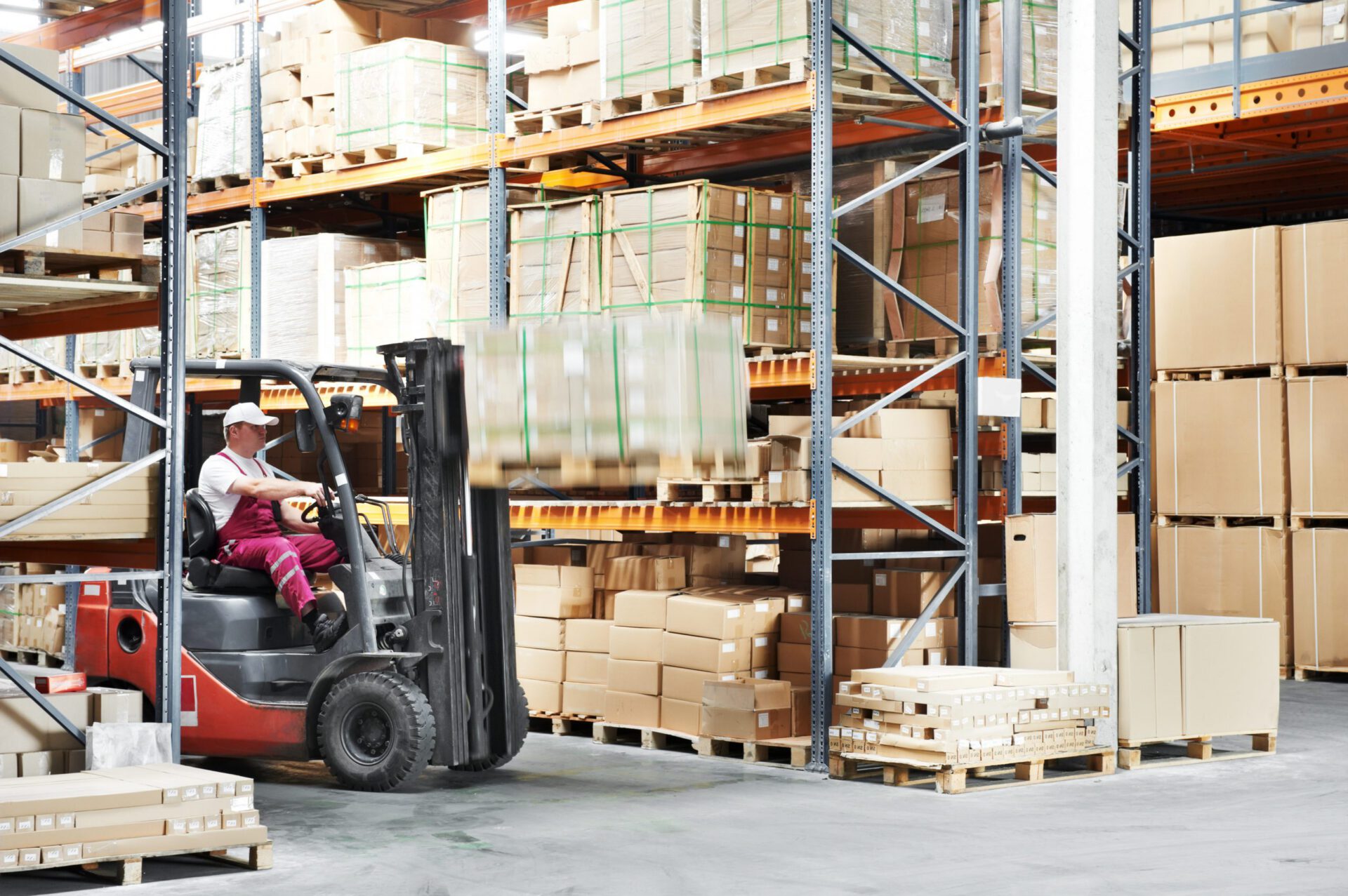 Man driving forklift