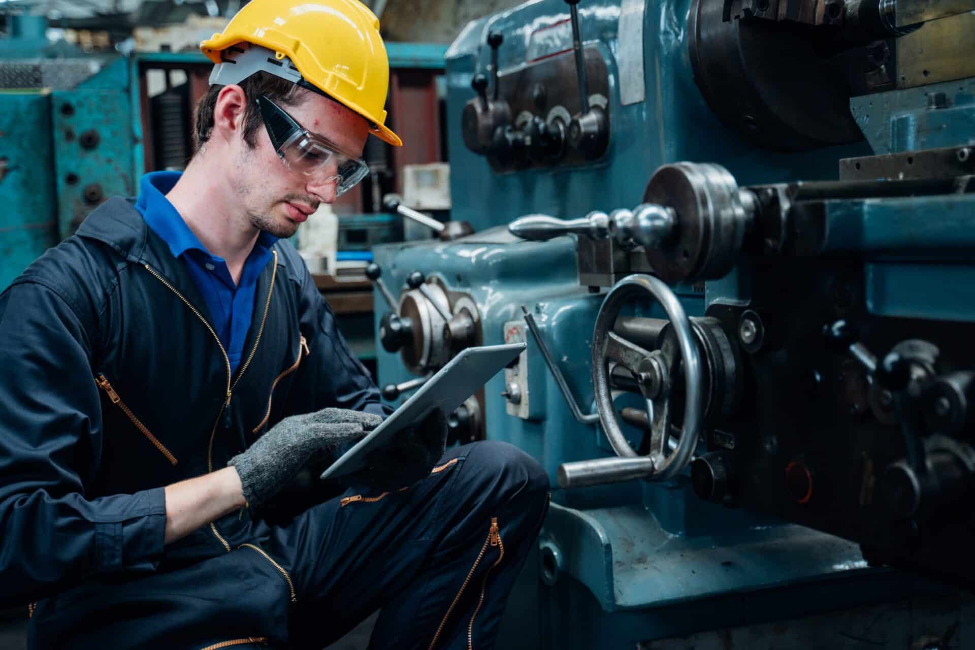 manufacturing worker on ipad