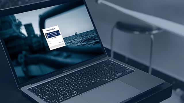Laptop showing Maritech software login