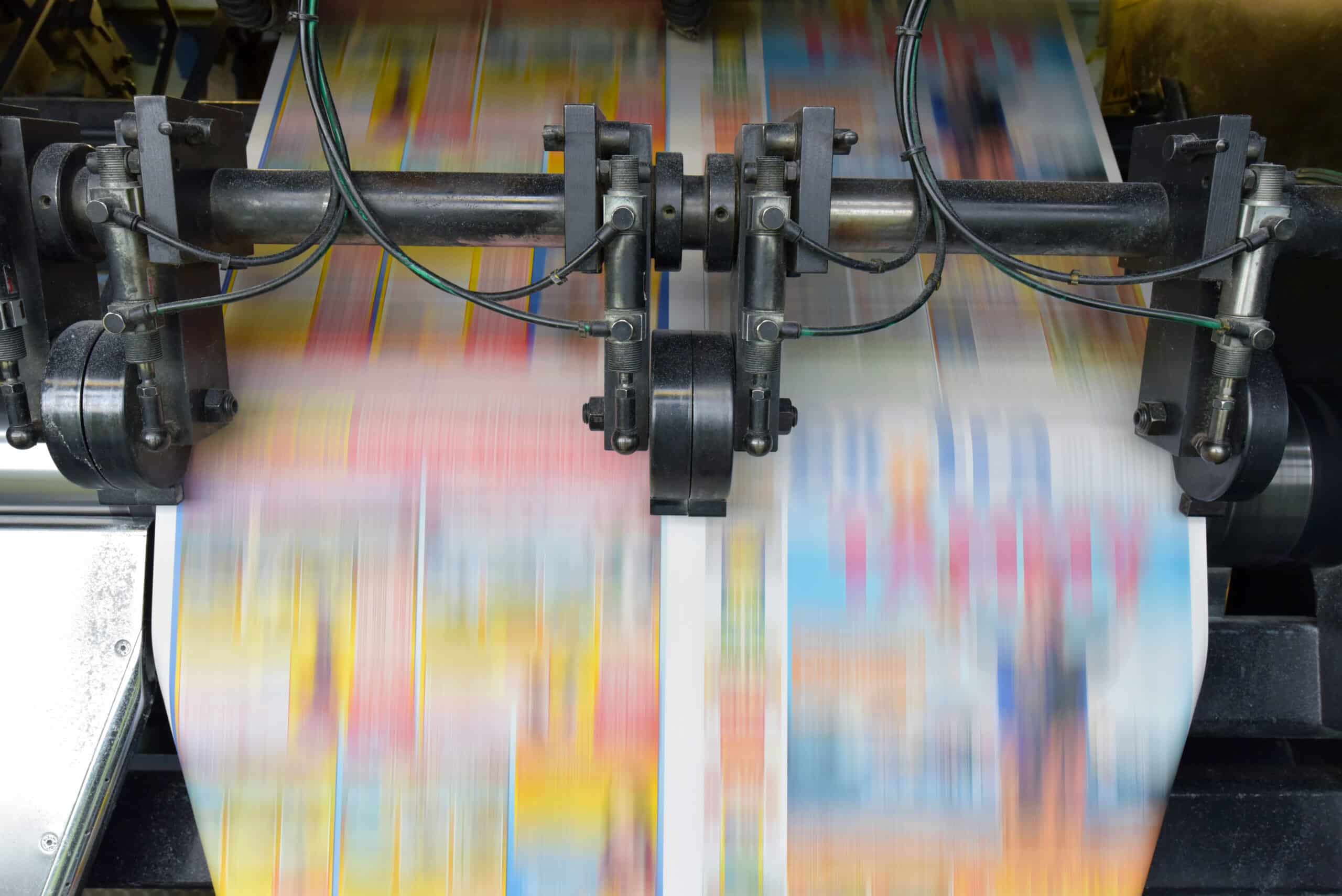 roll offset print machine in a large print shop for production o